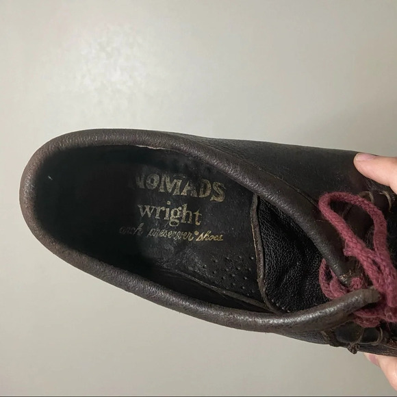 NOMADS Leather Loafer Arch Preserver Shoe Size 9.5 Wide Maroon Lace Up Preppy - Picture 5 of 15